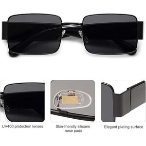 Rectangle Sunglasses for Men UV400 Protection Silicone Nose Pads Hip Hop Classic